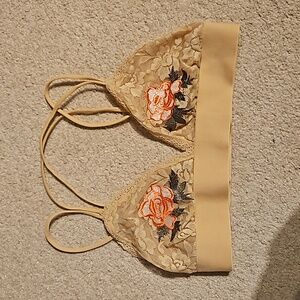 Lord & Taylor beige and pink flower bralette size small never worn